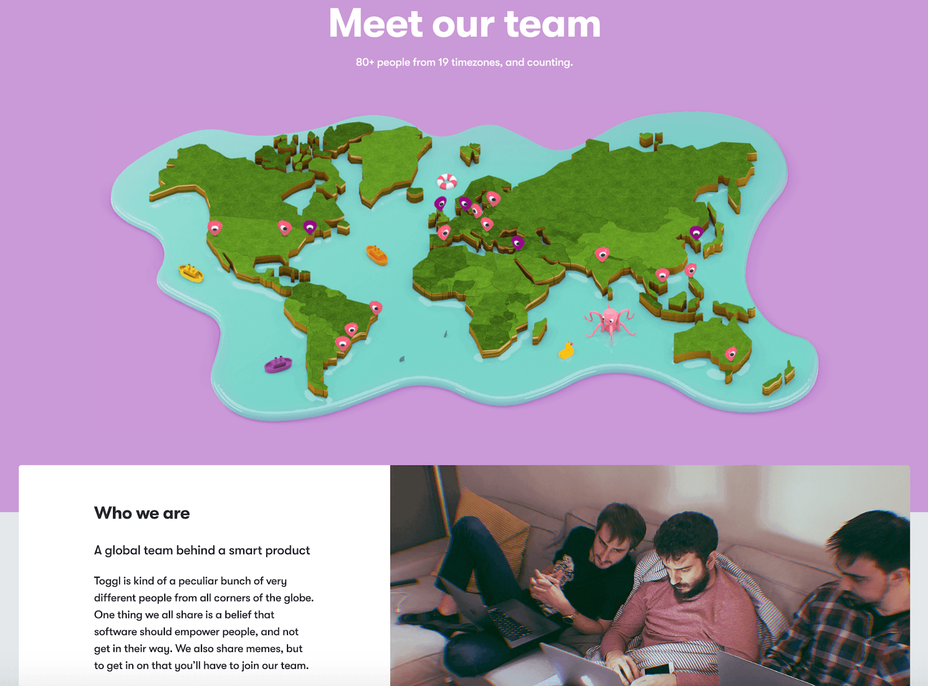 Toggl About Us Page Sample