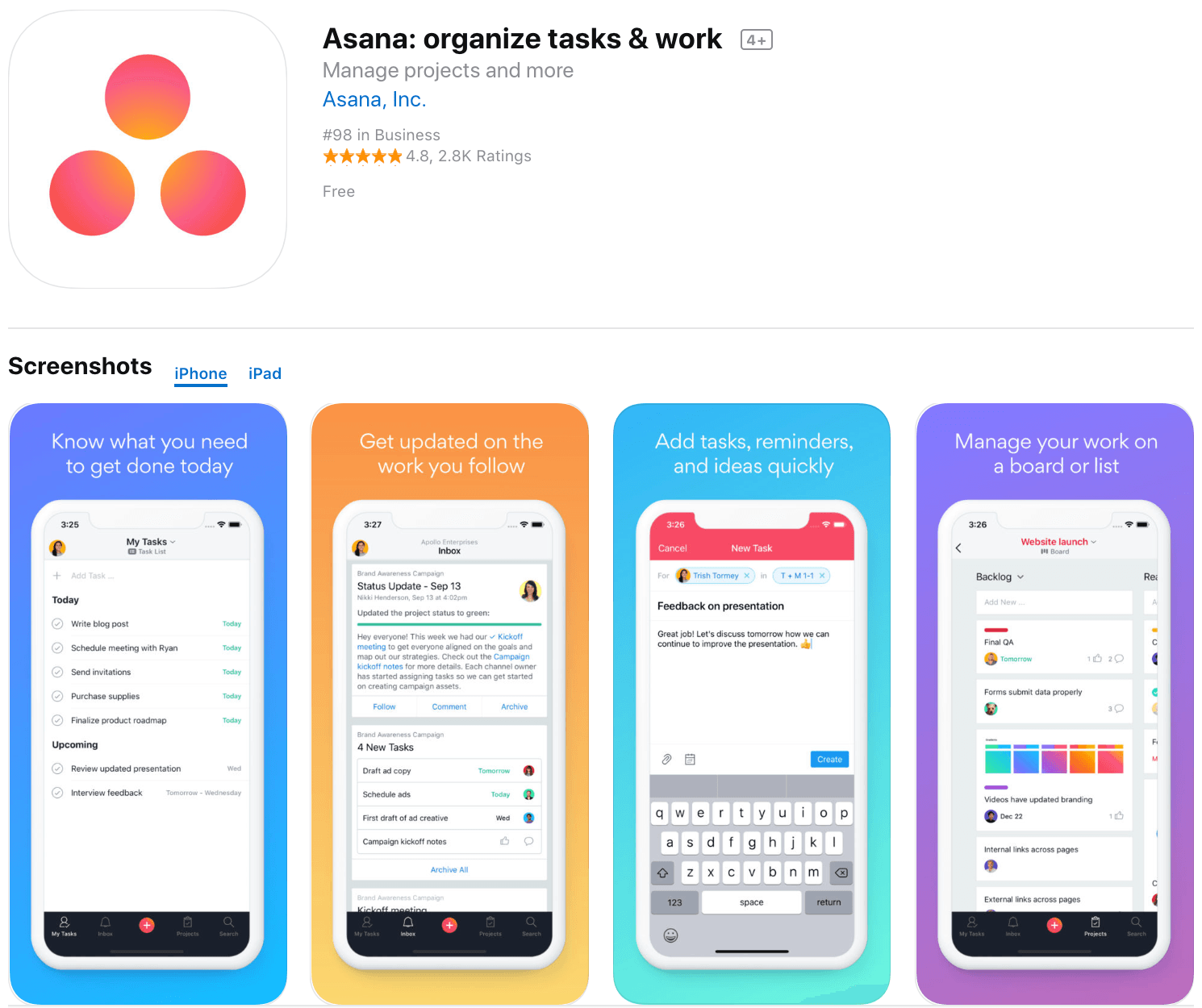 Marketing Apps Asana